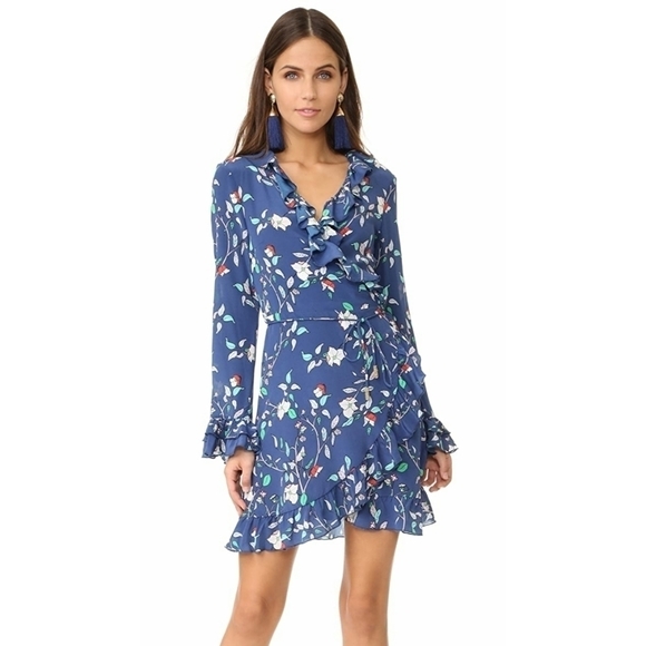 Paloma Blue Dresses & Skirts - Paloma Blue Fiesta Wrap Silk Long Sleeve Mini Dress L